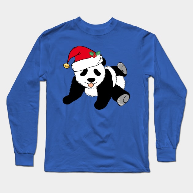 Cute Christmas Panda Bear Santa Long Sleeve T-Shirt by epiclovedesigns